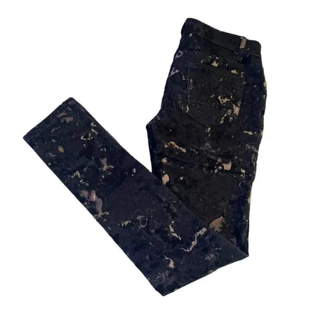 Princess Vera Wang Legging Jeans Size 3 Black Acid Wash Bleach Splatter Edgy